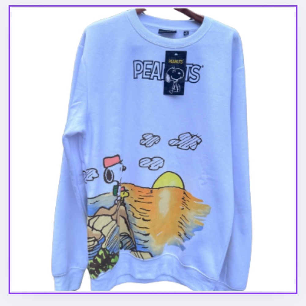Peanuts Snoopy Oversized White Graphic Sweatshirt Long
